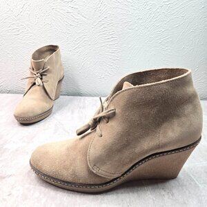 J Crew Ankle Boots Womens Size 8 Tan Suede Comfort Preppy Desert Lace Up Booties